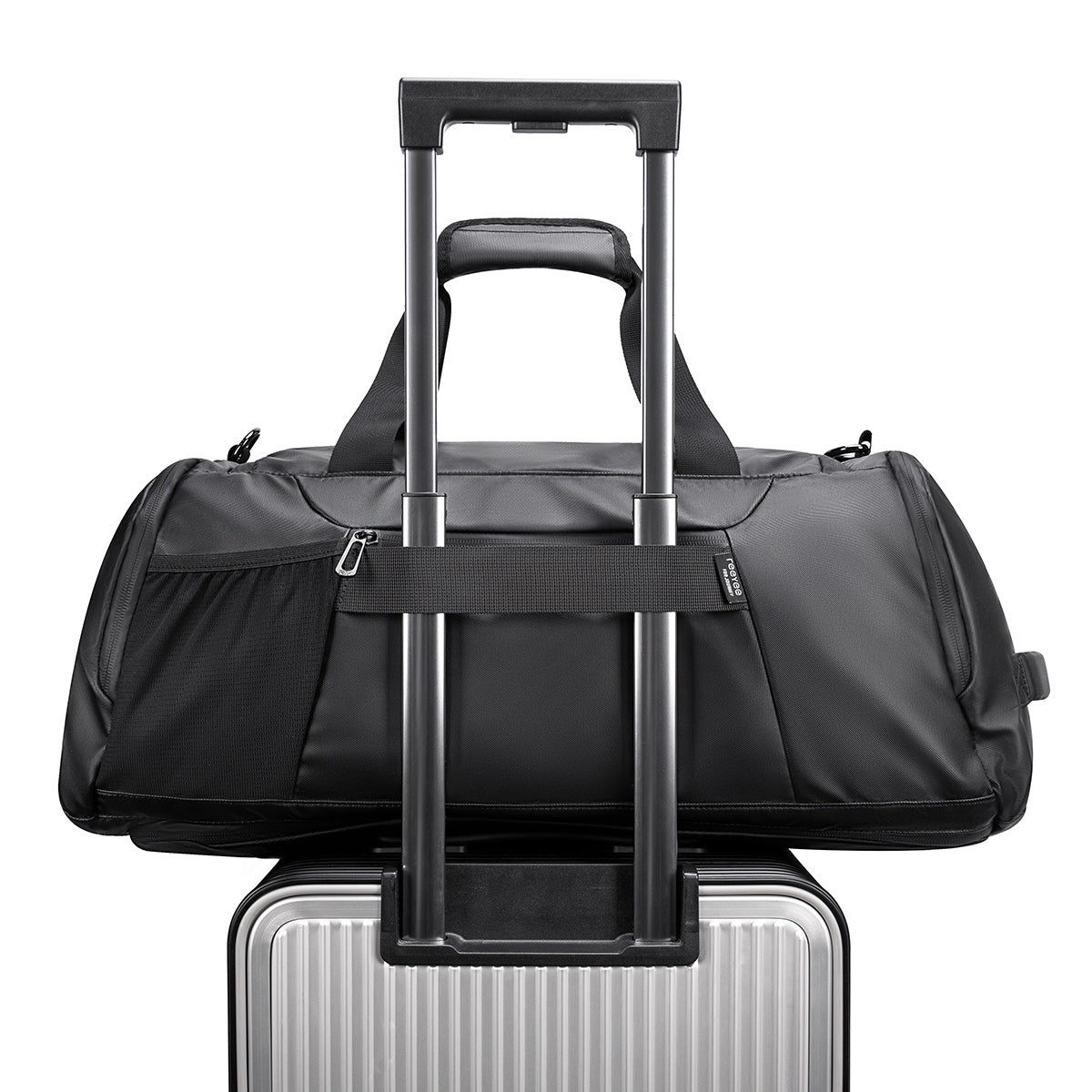 R1 Black Travel Bag - Water-Resistant Carry-On Duffle for Gym/Sports