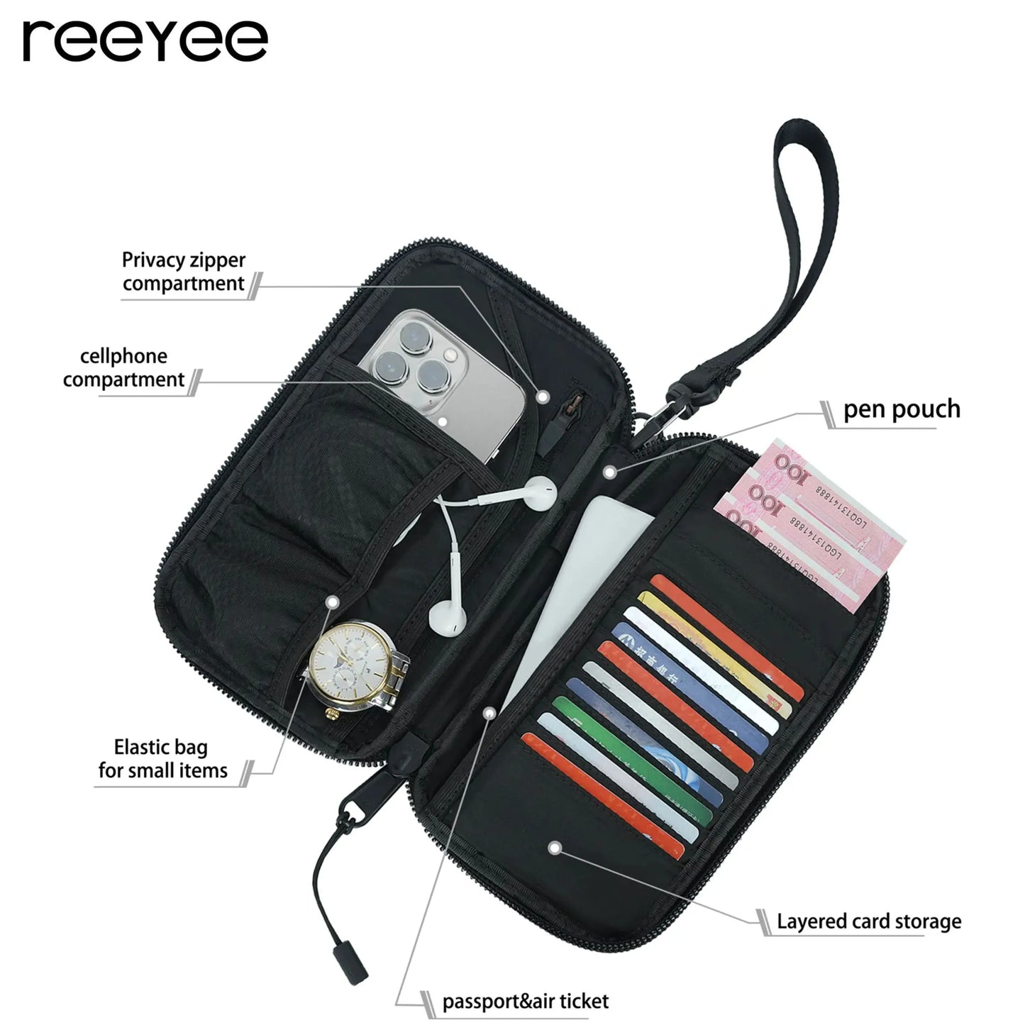 1680D CORDURA® Material RFID Travel Passport Wallet Organizer, Lightweight but Durable