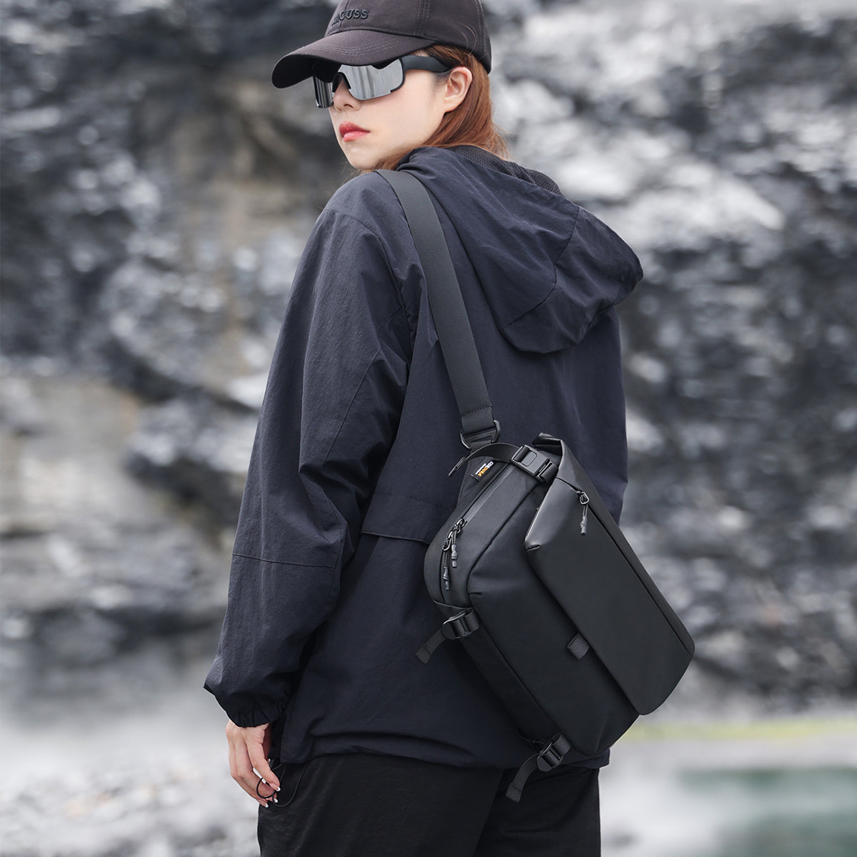 A6 Crossbody Sling Bag - CORDURA® Outdoor Shoulder Pack for Men/Women, Waterproof Flip-Top EDC Messenger Bag