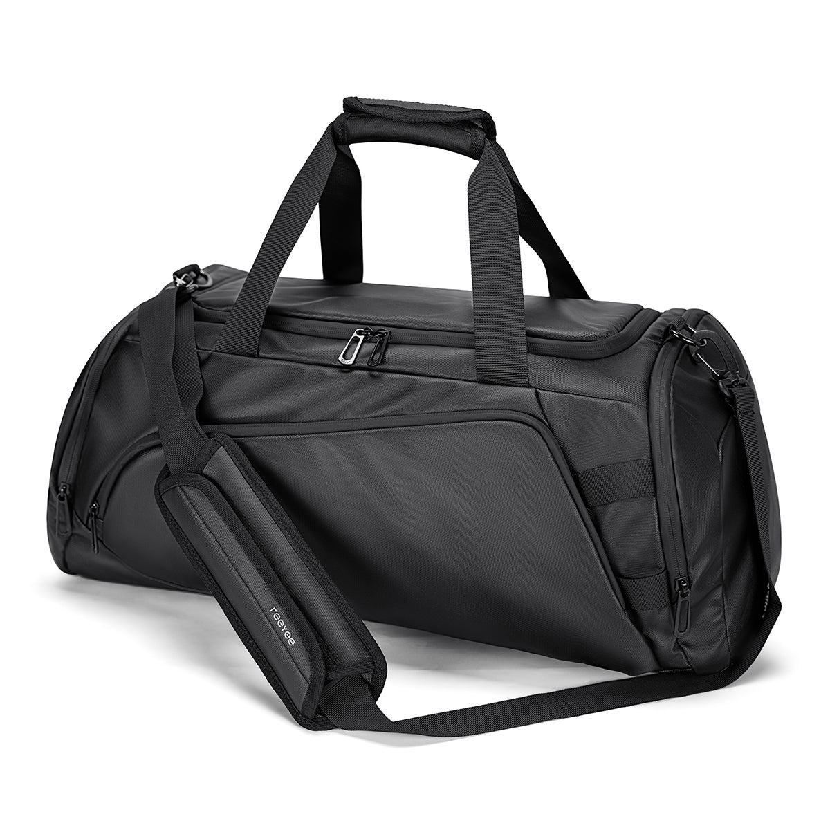 R1 Black Travel Bag - Water-Resistant Carry-On Duffle for Gym/Sports