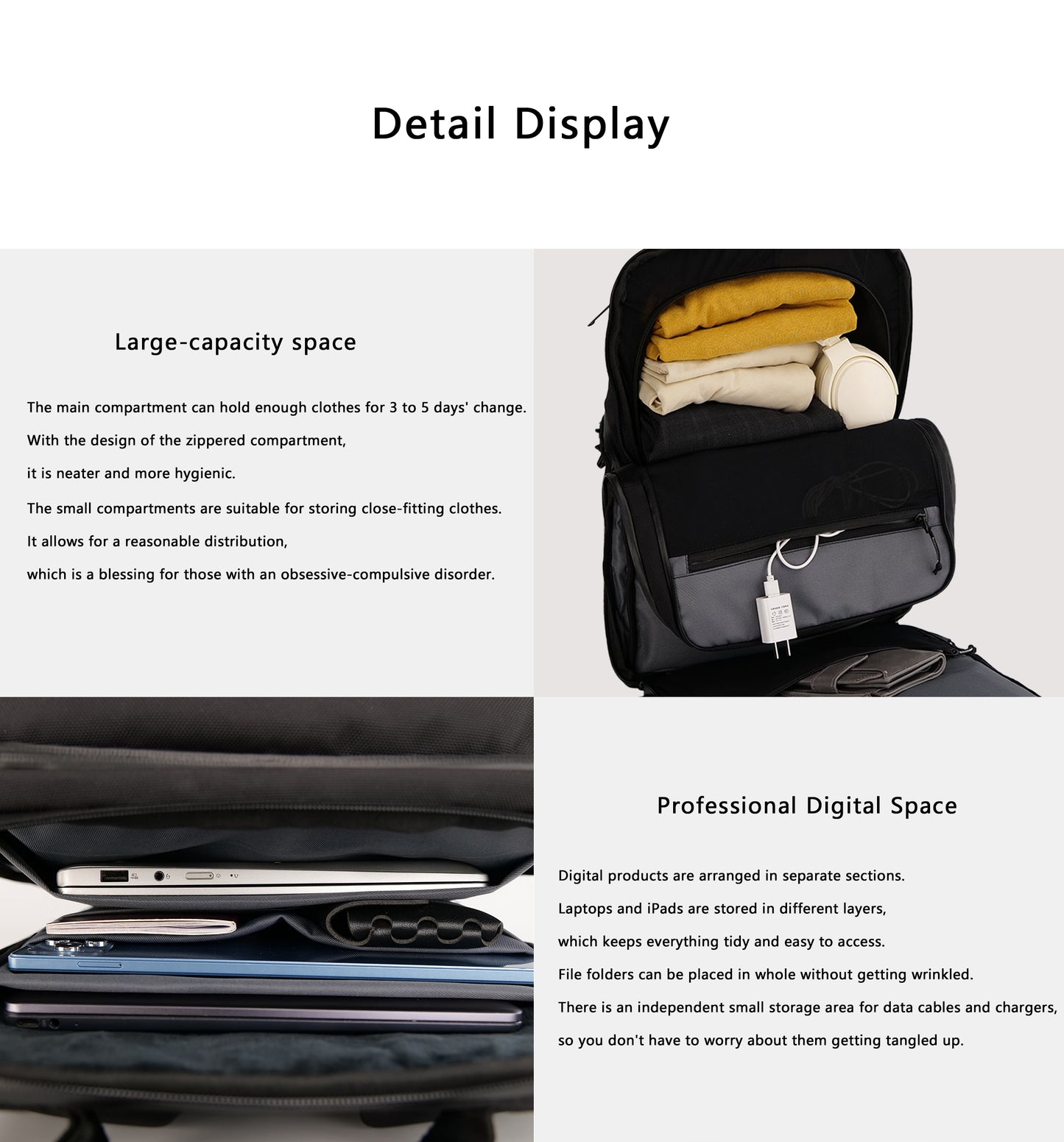 Reeyee A1 48L 840D CORDURA Material Multifunctional backpack digital computer bag business commuting unisex casual backpack large capacity travel bag
