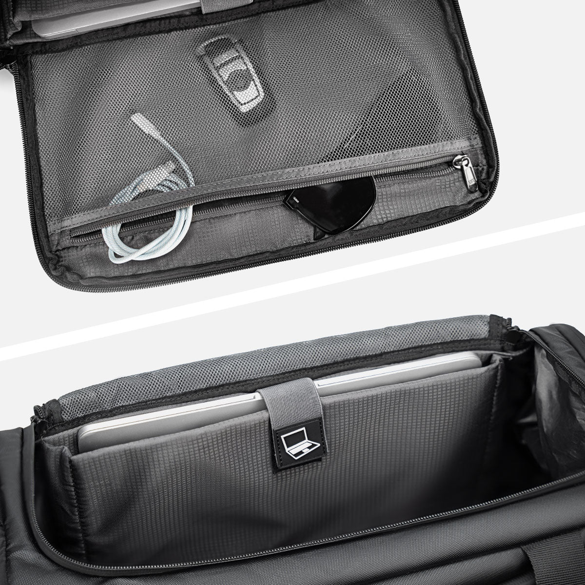 R1 Black Travel Bag - Water-Resistant Carry-On Duffle for Gym/Sports