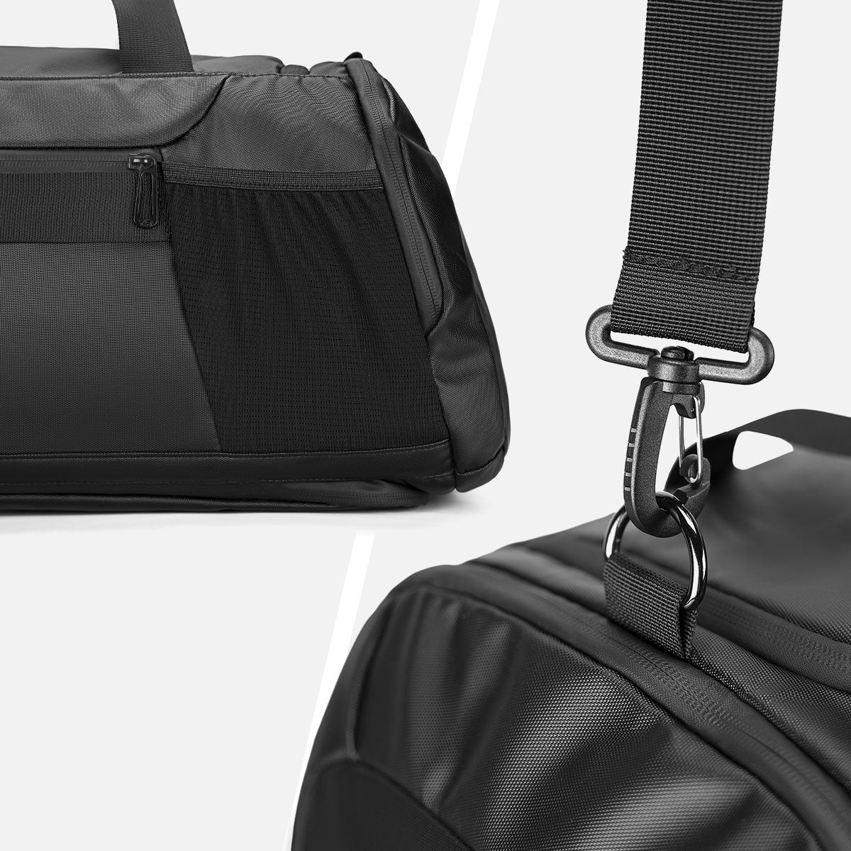 R1 Black Travel Bag - Water-Resistant Carry-On Duffle for Gym/Sports