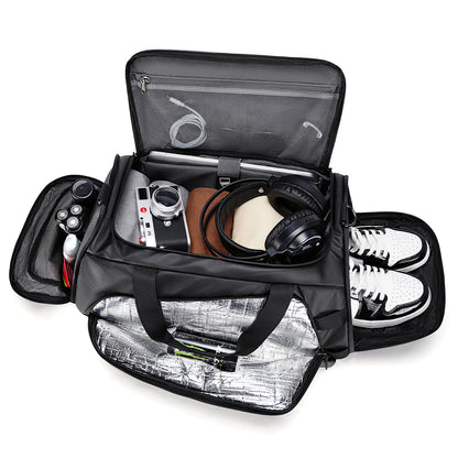 R1 Black Travel Bag - Water-Resistant Carry-On Duffle for Gym/Sports